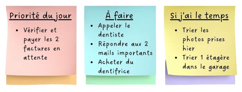 Exemple de To Do List efficace avec une priorité et quelques tâches